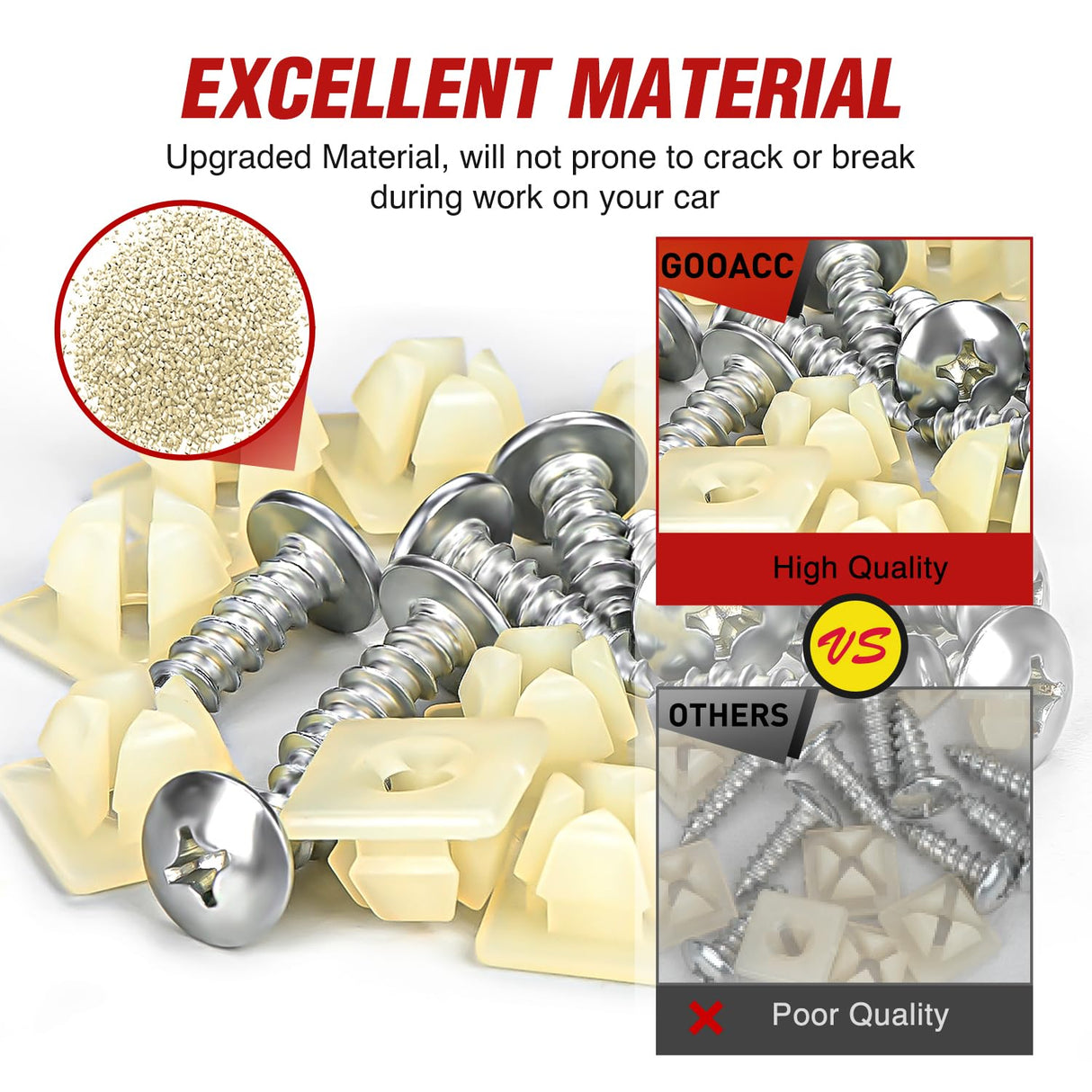 License Plate Screw Kit, Stainless Steel Screws with Nylon Nuts for Fastening Front and Back License Plates on Cars, SUVs, Trucks 3907444 15614745 4755299 (Set of 10)
