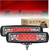 6 Inch Red LED Light Pods 2 PCS 60W Flood Spot Combo Beam Off Road Driving Fog Fishing Hunting Emergency Safety Signal Trailer Lighting for 12V 24V ATV UTV Pickup Truck Tractor Boat
