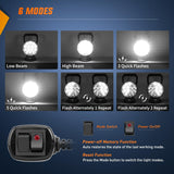 LED Light Bar 4.5Inch 42W Round Portable Flood Pod Cigarette Lighter Powered with Wiring Magnetic Base 14LEDs Fog Driving Work Roof Bumper Lights for Truck Tractor Golf Cart UTV