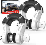 Mega D-Ring Shackles, 3/4 Inch Heavy Duty Recovery Tow Shackle | 7/8 Inch Screw Pin, 2Pcs White, 68,000 lbs Break Strength(17,000 lb WLL), Forged Steel, Off-Road Recovery, Fits Tow Strap Winch