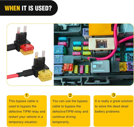 Fuse Adapter Fuses Holder TIPM Bypass 14AWG Wire 20 AMP Repair Fuel Pump Relay Cable Compatible with Dodge Ram 1500 2500 3500 Chrysler Jeep VW 2007-2016 Replace CBWPR091AA