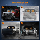 40LED Amber White Emergency Strobe Traffic Advisor Light Bar with Suction Cups Dash Safety Warning Hazard Flashing Lights Interior Front/Rear Windshield for Trucks Construction Vehicles