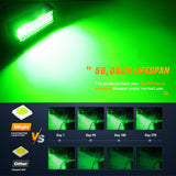 6.5 Inch LED Light Pods Green Triple Row 2PCS 120W Flood Spot Combo Off Road Driving Fog Fishing Hunting Emergency Safety Signal Deck Trailer Lighting for UTV Pick-up Van Boat Tractor
