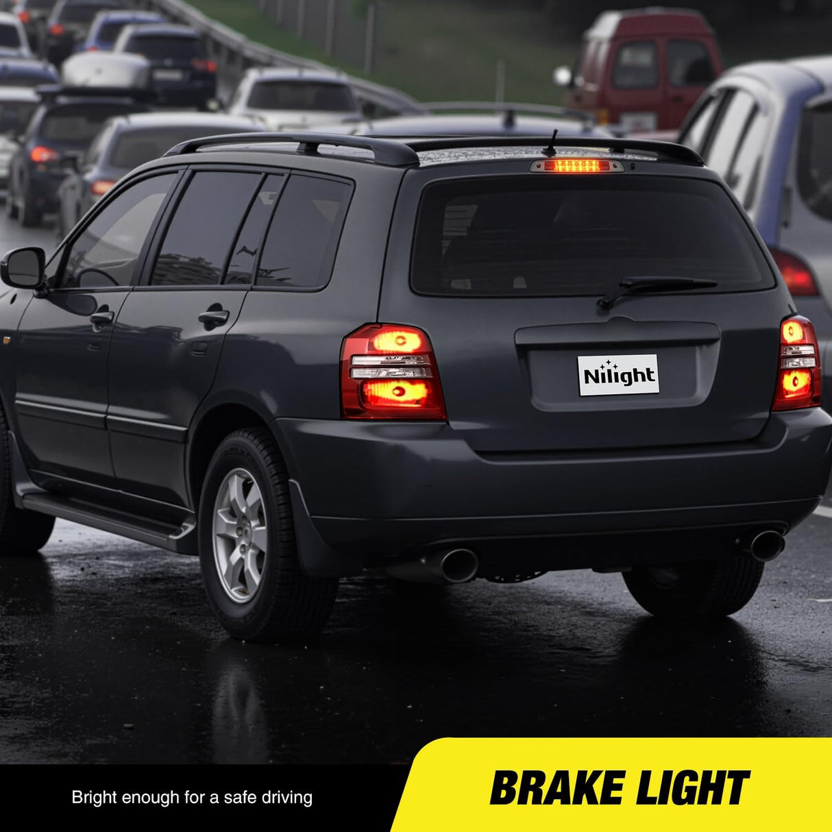 Third Brake Light for Toyota Highlander 2001 2002 2003, Smoked Lens | for Toyota Highlander 2001 2002 2003, High Mount 3rd Stop LED Van SUV Rear Cab Center Lamp Tail Replacement