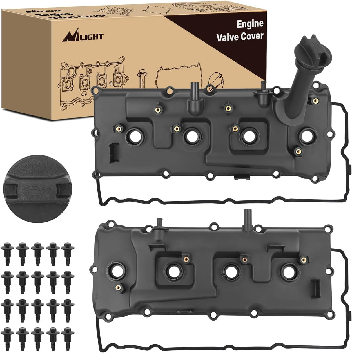 Pair Engine Valve Cover with Gasket for Nissan NV2500 NV3500 2012-2017 Pathfinder 2004 Armada 2005-2015, Infiniti QX56 2004-2010 Valve Cover, V8 5.6L Engine