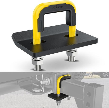 Trailer Hitch Tightener for 2 Inch Trailers Hitches Mount Anti Rattle Heavy Duty Steel with Rubber Cover Yellow U Bolt Matte Black Plate Electrophoresis Anti-Rust Triple Protective