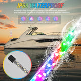 Boat Navigation Whip Light 3FT 360° Visibility 2NM Coast Guard Compliant 400+ Patterns with Remote Plug-in Base LED Spiral Boats Stern Lights for Night Fishing, Yacht, Pontoon Accessories