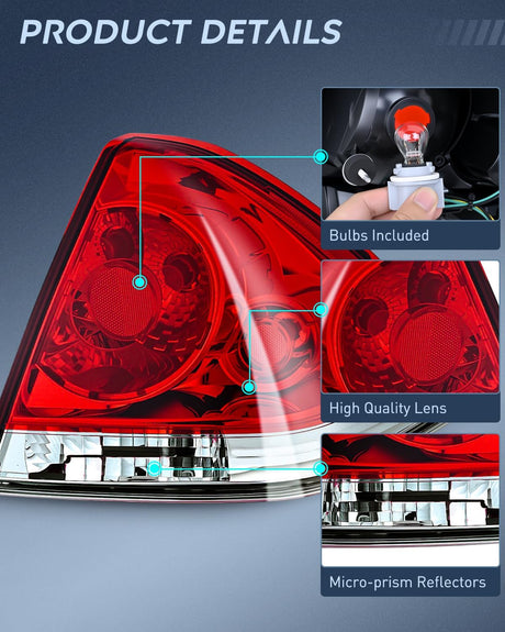 Taillight Assembly Compatible with 2006 2007 2008 2009 2010 2011 2012 2013 Chevy Impala 2014 2015 2016 Chevrolet Impala Limited Rear Tail Light Right Passenger Side