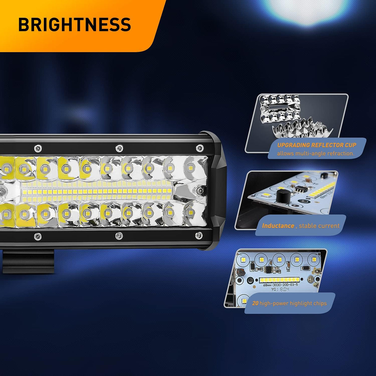 12Inch 300W Triple Row Led Light Bar Spot Flood Combo Off Road Lights Mounting Bracket Horizontal Bar Tube Clamp Led Lamp with Wiring Harness for Truck Golf Cart ATV UTV