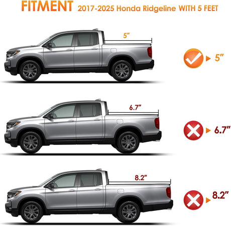 Soft Roll-Up Tonneau Cover Compatible with Honda Ridgeline 2017 2018 2019 2020 2021 2022 2023 2024 2025– 5ft Truck Bed Cover