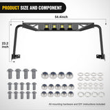 Front Windshield Frame Cover Roof Sun Visor Cowl Body Armor with 4 x LED Lights Compatible with 2007-2018 Jeep Wrangler JK JKU Unlimited, Windscreen Rack Protector Stand