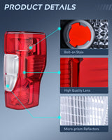 Taillight Assembly Compatible with 2020 2021 2022 Ford F250 F350 Super Duty Non Blind Spot Halogen Type Rear Tail Light Driver and Passenger Side