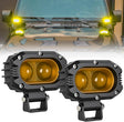LED Pod Light 48W 4 Inch 2 PCS Yellow Spot Beam Driving Lights LED Pods IP67 Waterproof Auxiliary Offroad Lighting for Truck Tractor SUV ATV UTV Golf Cart Boat Motorcycle Dirt Bike