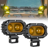 LED Pod Light 48W 4 Inch 2 PCS Yellow Spot Beam Driving Lights LED Pods IP67 Waterproof Auxiliary Offroad Lighting for Truck Tractor SUV ATV UTV Golf Cart Boat Motorcycle Dirt Bike