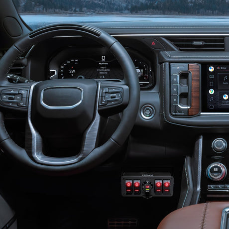 Rocker Switch 4 Gang Rocker Switch Box 12V SPST ON Off Toggle Switches PD Type C and QC 3.0 USB Charger Voltmeter LED Light Waterproof Aluminum Mount Bracket Panel DIY Stickers for Boat Car RV Truck