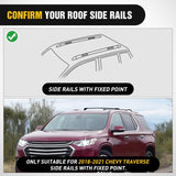Roof Rack Cross Bars Compatible with 2018 19 20 2021 Chevy Traverse with Factory Side Rails,Adjustable Aluminum Less Wind Noise Car Crossbars for Cargo Carrier Luggage Box Kayak Tent Snowboard