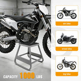 Universal Dirtbike Pit Stand Non-Slip Rubber Top Off-Road Steel Heavy Duty Moto Removable Maintenance Motocross Stand Hoist Lift Jack 1000LBS Capacity Silver
