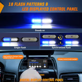 8PCS Led Strobe Lights with Controller 12V 24V Sync Feature Blue White Strobe Light 12 LED Surface Mount Emergency Hazard Warning Lights with Strobe Controller for Vehicle Car Truck RV ATV