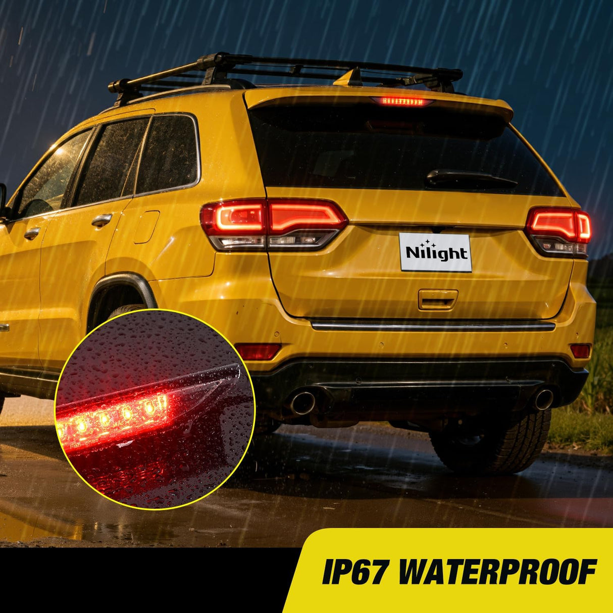 Third Brake Light for Dodge Caliber 2007-2012 Cherokee 2011-2017 | for Dodge Caliber 2007-2012, Durango 2011-2017, Jeep Cherokee 2011-2017, Compass 2007-2016, High Mount 3rd Stop Lamp, Smoked