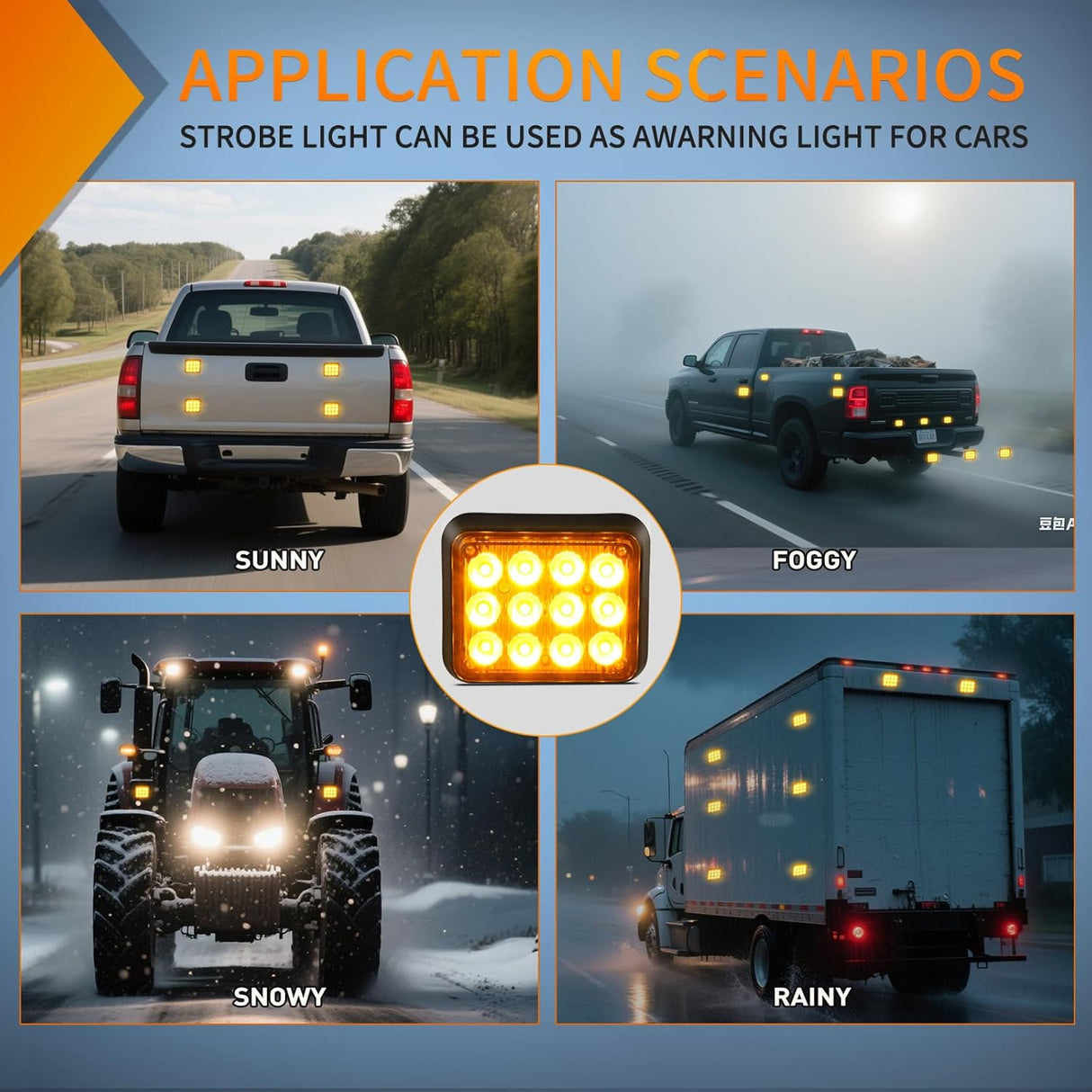12LED Magnetic Wireless Trailer Lights 2PCS Rechargeable Portable Hazard Beacon Warning Light Amber and White Emergency Strobe Light for Trucks Trailers Vehicles Cars Bus Surface Mount