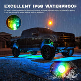 RGB LED Rock Lights Kit 4PCS Bluetooth App Control Multicolor | Magnetic Base Underglow Neon Light Pods IP68 Waterproof Flashing Music Mode for Truck ATV UTV RZR SUV