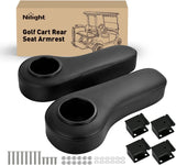 Golf Cart Armrests 2PCS Black Flip Stand Cup Holder | No Drilling Detachable PU Leather Armrest with Iron Bracket Fits 1 Inch Square Tubes for EZGO Club Car Yamaha Rear Seat