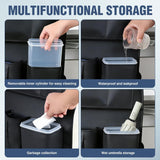 Car Seatback Organizer 2PCS Black PU Leather Universal | Foldable Tray Tablet Holder Tissue Box Removable Bucket Waterproof Storage Bag for Cars Vans SUVs MPVs Pickup Trucks