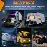 Watermelon Light 17 LED Dual Color 2PCS Stainless Steel Bezel Amber to Purple Side Marker Clearance Turn Signal Lights 4 Plug IP68 Waterproof for Trailer Truck Pickup Camper RV ATV UTV Boat