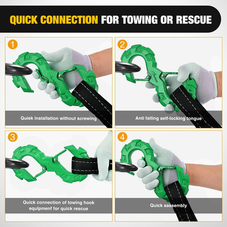 Quick Release S-Tow Shackle Hook – Heavy Duty Off-Road Recovery Hook, Fits Winch Rope & Recovery Strap, 11,000 LBS Working Load, for Jeep, SUV, ATV, Trailers, Forged Steel, Green
