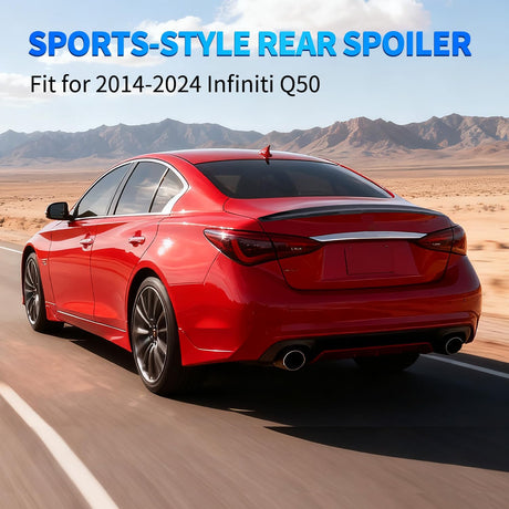Spoiler Fit for Infiniti Q50 4 Door Sedan 2014 2015 2016 2017 2018 2019 2020 2021 2022 2023 2024 Spoilers for Cars Rear Spoiler Wing ABS Rear Trunk Lip Accessories No-Drill, Glossy Black