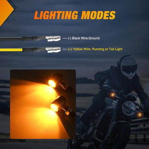 Motorcycle LED Turn Signals Front Indicator Light Yellow Beam Mini Size Blinkers Compatible with Harley Honda Kawasaki Suzuki Triumph Yamaha Cruiser Nilight