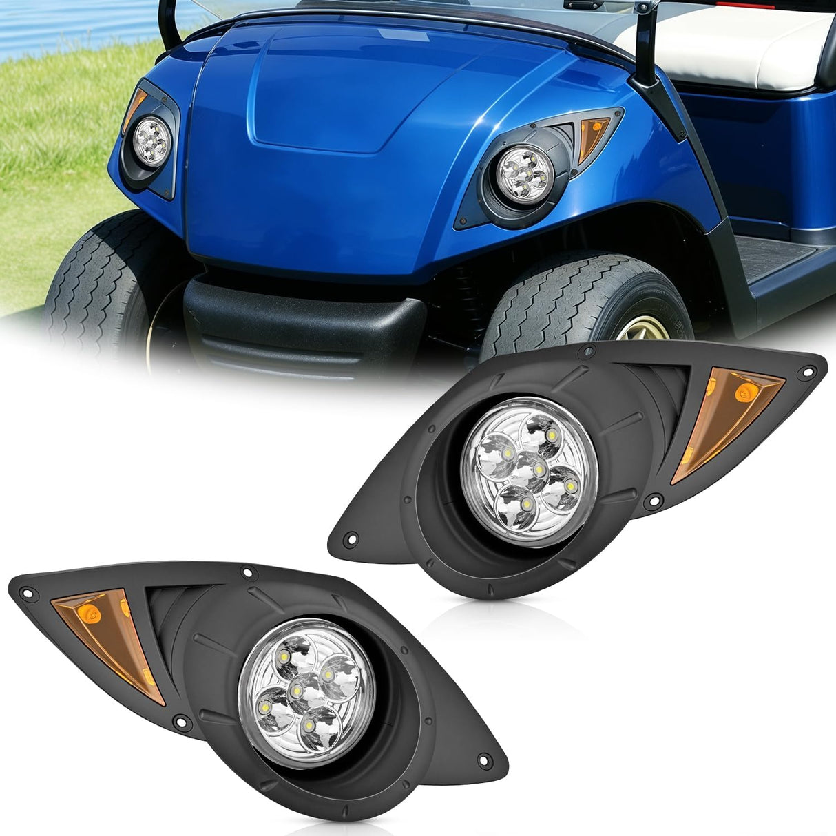 Golf Cart LED Headlights 2PCS 12V Turn Signals Yamaha Drive G29 | High Brightness Waterproof Plug and Play Running Light Upgrade Easy Installation for 2007-Up Yamaha Drive G29 Electric Carts