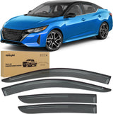 Tape-On Rain Guards for Nissan Sentra 2020 2021 2022 2023 2024 2025 | Outside Mount Window Visors Vent Visors Window Deflectors Fresh Air Ventilation Rain & Sun Protection Smoke Tint 4PCS