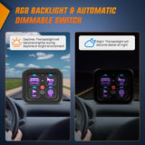 4 Gang Switch Panel 12V 24V Universal Circuit Control Relay System with RGB Backlight Fuse Wiring Harness Automatic Dimmable ON Off LED Pod for Car Pickup Truck Camper SUV