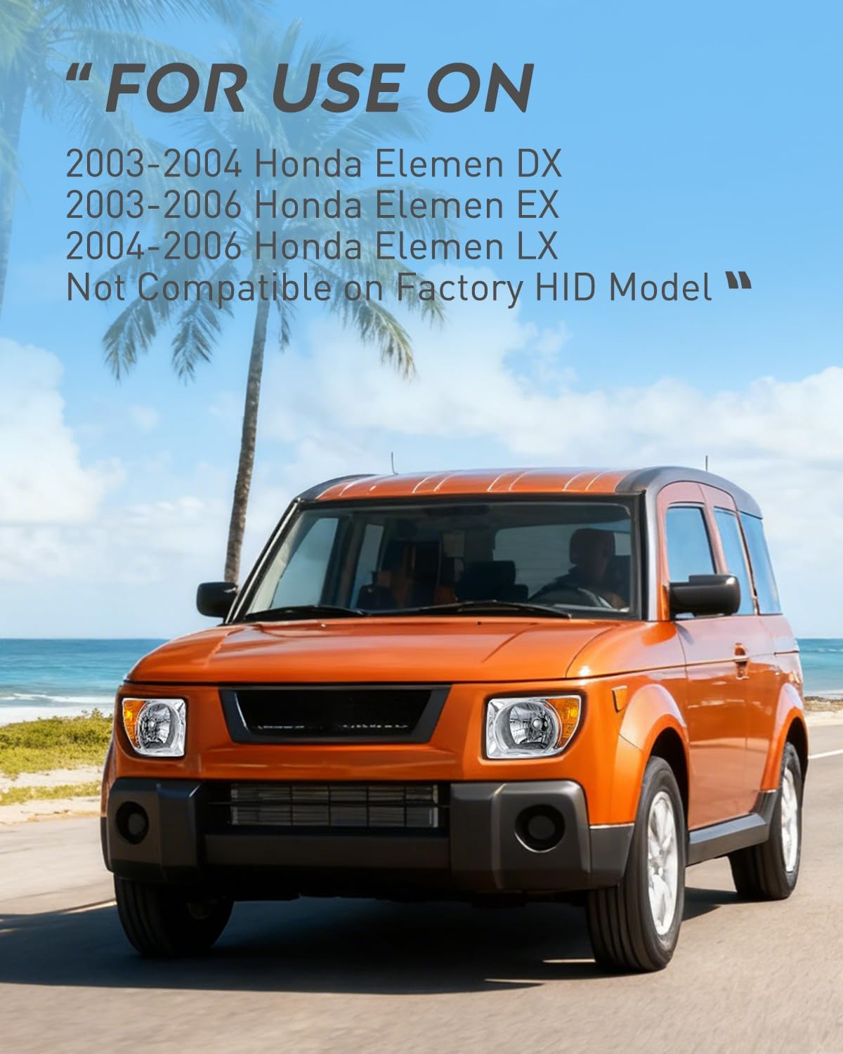 Headlight Assembly Compatible with 2003 2004 2005 2006 Honda Element OE Style Replacement Halogen Headlights Chrome Housing Amber Reflector Headlamp Passenger and Driver Side