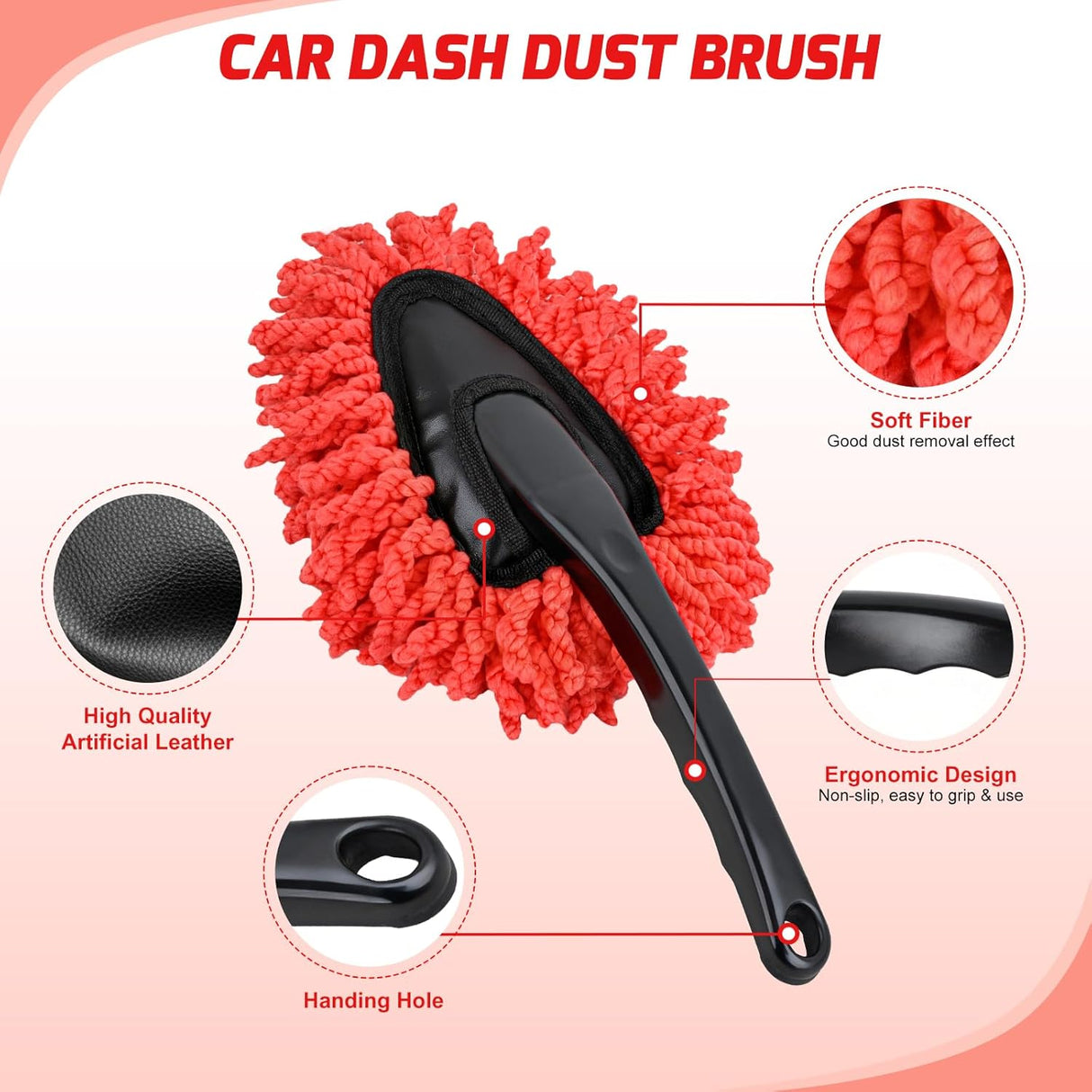 Automotive Tools 15PCS Car Detailing Kit Auto Cleaning Tools Wash Set with Storage Carry Bag Beginners Easy to Use for Interior Exterior Car Care Clean Windshield Dashboard Seat Air Vents Wheels Tires, Red