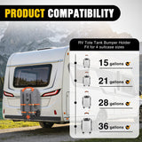 Portable RV Waste Tank Holder 2 Pack, Heavy Duty Adjustable RV Bumper Tote Tank Carrier for 4 Inch-4.5 Inch Square RV Bumpers, with Non-Slip Pads & 2 Ratchet Straps, Black