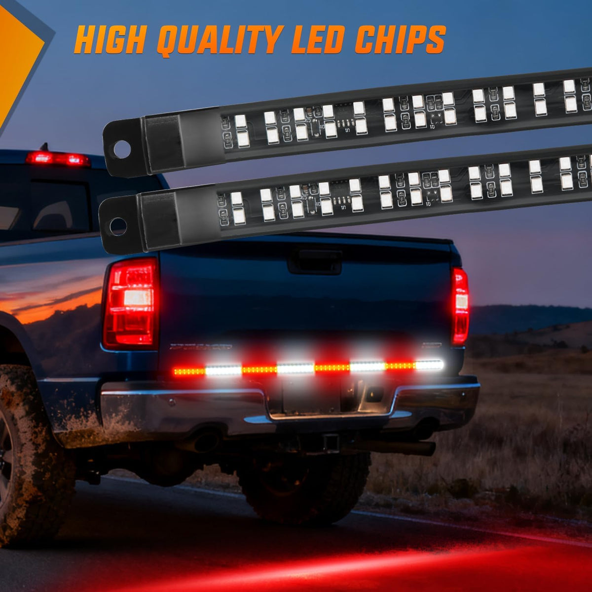 60 Inch Emergency Strobe Light Strips with Controller Red White | 384LED Flashing Warning Hazard Safety for Rear Window Tailgate on Truck Trailer Construction Plow Pickup Tow SUV Vehicles