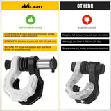 2 Pack 3/4 Inch D-Ring Separate Shackle 45,000 Lbs Break Strength | Includes 7/8 Inch Lock Pin, Isolators and Washers Off Road Recovery, for Tow Strap Winch Truck Vehicle Black&White