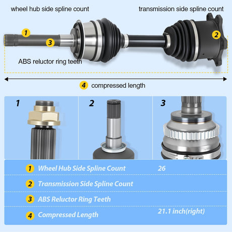 CV Axle Shaft Assembly Compatible with 1986 1987 1988 1989 1990 1991 1992 1993 1994 1995 Toyota Pickup 4Runner Half-Shaft Assemblies Replacement Front Wheel Driver and Passenger Side