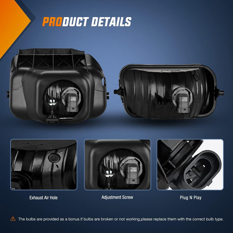 2002-2007 Chevy Silverado 1500 2500 3500 2002-2006 Avalanche Fog Light Assembly Body Cladding H10 Halogen Bulbs Amber Lens Nilight