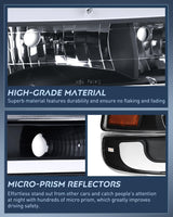 LED DRL Headlight Assembly for 1999 2000 2001 2002 Chevy Silverado 1500 1500HD 2500 2500HD 3500 Chevrolet Tahoe Suburban Replacement Headlamp Clean Lens Black Housing Amber Bumper Lights Set