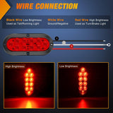 6 Inch Oval Red LED Trailer Tail Light 4PCS 10LEDs Waterproof Stop Brake Turn Surface Mount Trailers Lights for Truck RV Boat Bus Lorry Camper Van Caravan