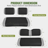 Golf Cart Seat Covers 2PCS Grey Black Club Car DS Yamaha | Breathable Sandwich Mesh Sun Scratch Resistant Washable No Staple Fits 1982-2000 Club Car DS Yamaha G22 G19 G16 G9 G2