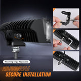 Side Shooter LED Light Pods with Amber DRL 6.5 Inch 2089LM Spot Flood Combo Offroad Driving Auxiliary Lights w/ 16AWG Wiring Kit for Truck ATV UTV Jeep