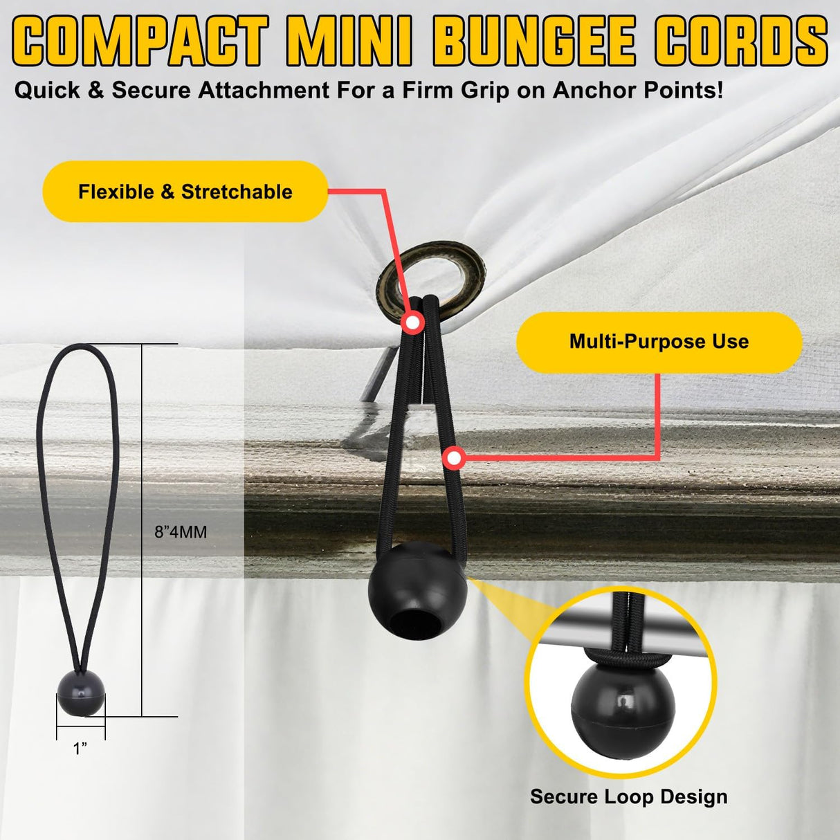 Ultimate Outdoor Bungee Cord Assortment - Heavy Duty Set of 36 (18 Inch 24 Inch 32 Inch 40 Inch 48 Inch) with Hooks for Camping Securing and DIY