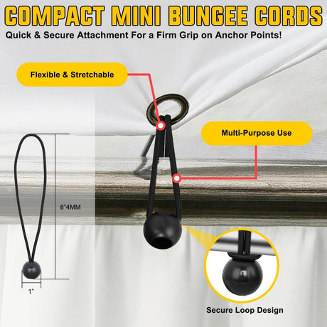 Ultimate Outdoor Bungee Cord Assortment - Heavy Duty Set of 36 (18 Inch 24 Inch 32 Inch 40 Inch 48 Inch) with Hooks for Camping Securing and DIY
