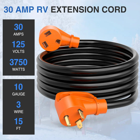 accessory Nilight RV Extension Cord Heavy Duty 30Amp 125V Pure Copper 10 Gauge Extension Cable UL ETL Listed TT-30P to TT-30R 30F/30M Weatherproof Cord for RV Camper Caravan Van Trailer, 2 Years Warranty