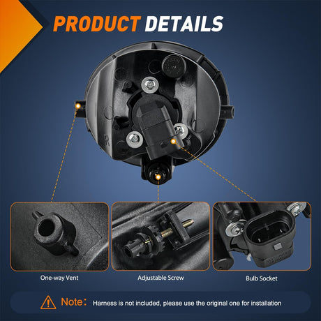 Fog Lights Assembly Compatible with 2001 2002 2003 2004 2005 2006 2007 Toyota Sequoia 2000-2006 Tundra(NOT fit steel front bumper models) w/9006 12V 51W Bulbs Amber Lens