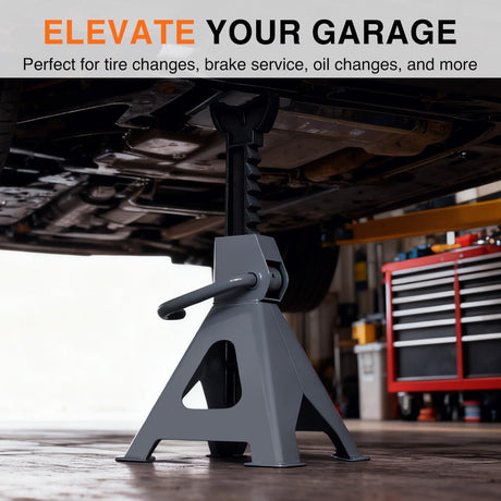 Jack Stands, 2 Ton (4,400 lbs) Capacity Heavy Duty Steel Car Lifting Stand, Adjustable Height 10.6 Inch to 16.2 Inch, 1 Pair